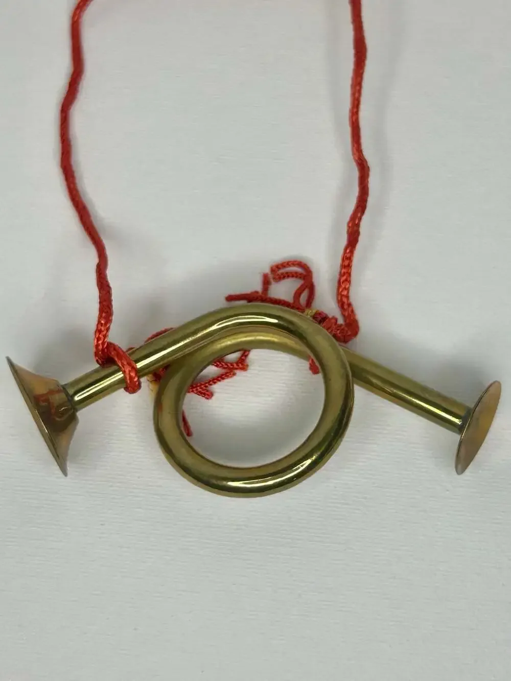 Vintage Brass French Horn Christmas Ornament Made in India